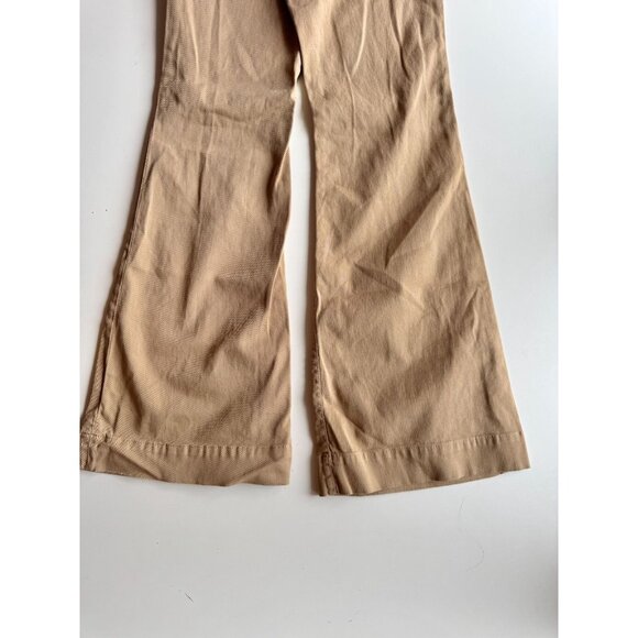MASSIMO DUTTI Khaki Tan Cotton Twill Chino Wide Leg Flared Pants, Size 10 - Picture 11 of 15